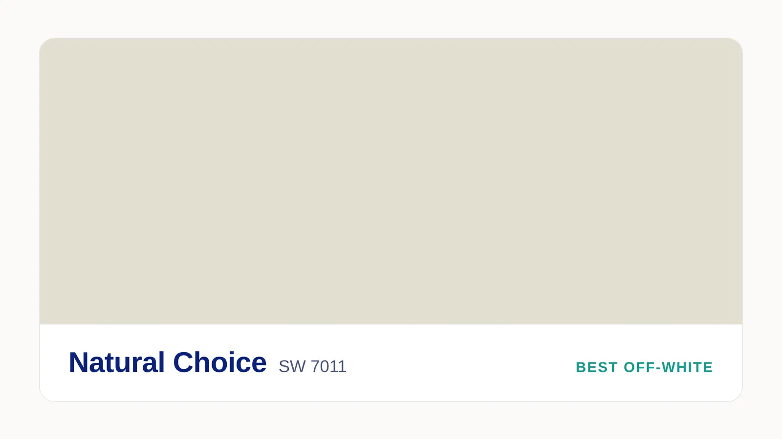Sherwin Williams Natural Choice SW 7011 paint swatch, a soft off-white with warm and cool undertones